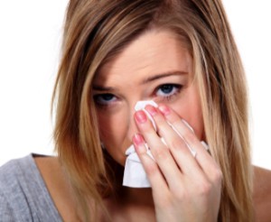 Young blond woman crying